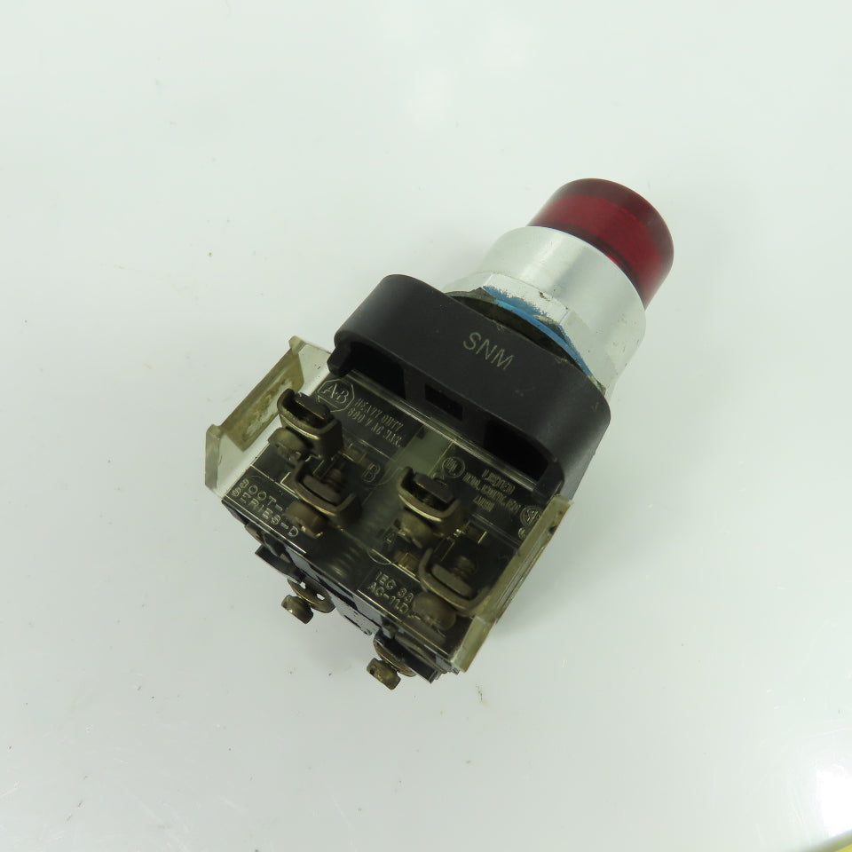 Allen Bradley 800T-PB16 Ser T Red Illuminated Momentary Contact Push Button 120V