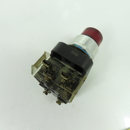 Allen Bradley 800T-PB16 Ser T Red Illuminated Momentary Contact Push Button 120V