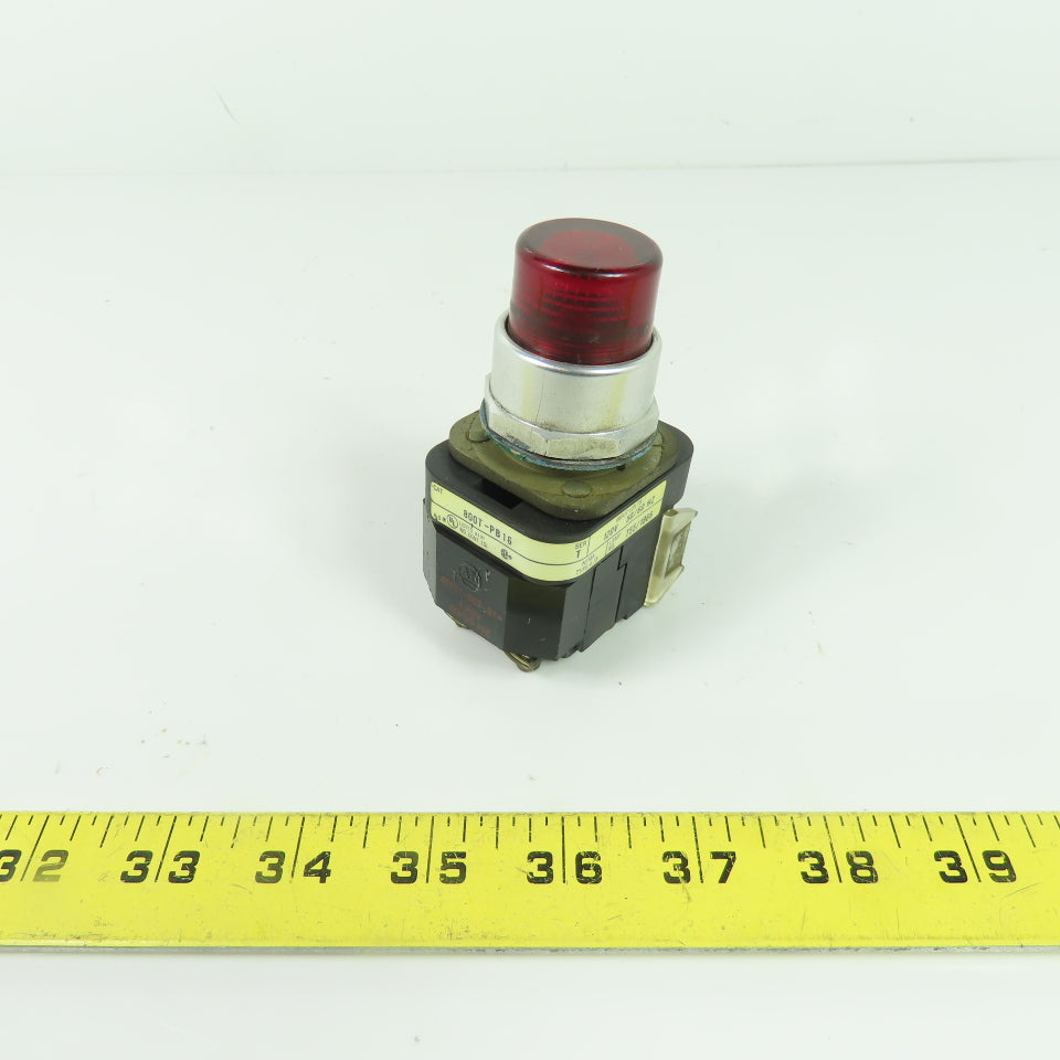 Allen Bradley 800T-PB16 Ser T Red Illuminated Momentary Contact Push Button 120V