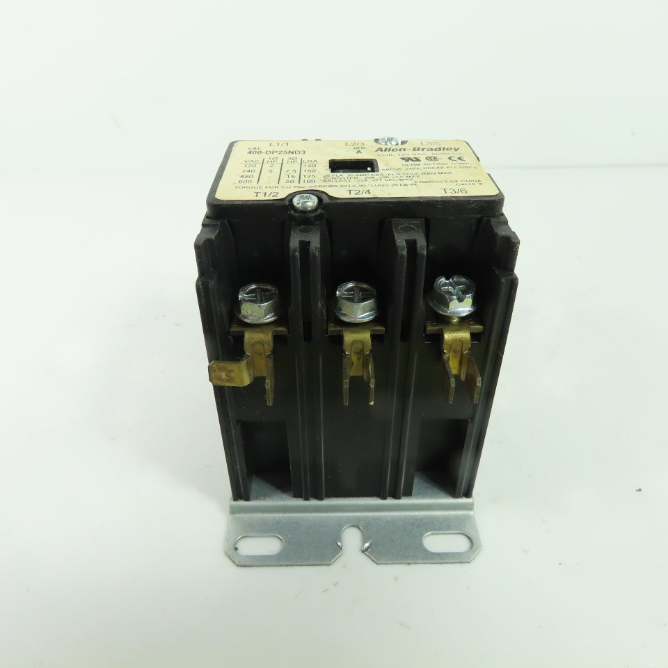 Allen Bradley 400-DP25ND3 Ser A Definite Purpose Contactor 3-Pole 120VAC Coil