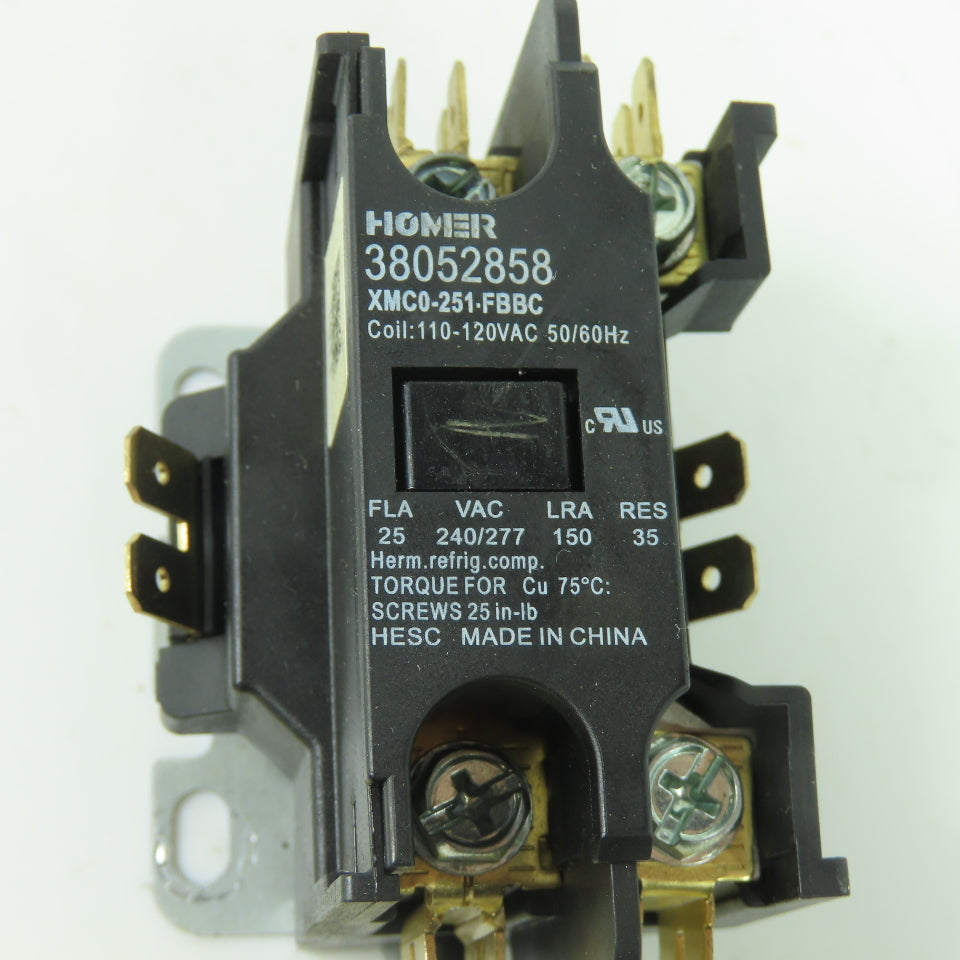 Homer XMC0-251-FBBC 38052858 Contactor 25FLA 240/277V 150LRA 110-120Vac Coil