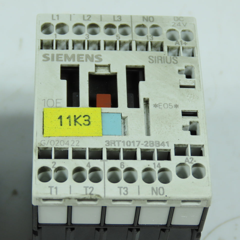 Siemens 3RT1017-2BB41 SIRIUS 3R Contactors 3-Pole 24VDC Coil 1NO Aux 7.5HP Lot/2