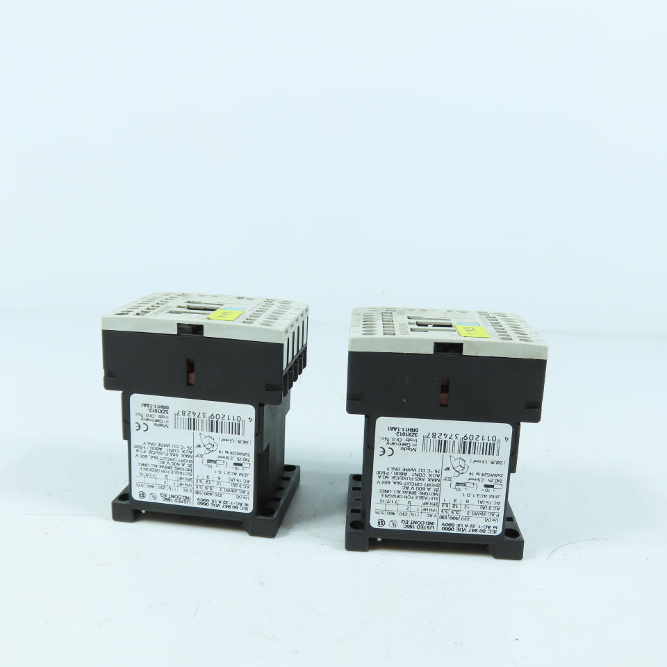 Siemens 3RT1017-2BB41 SIRIUS 3R Contactors 3-Pole 24VDC Coil 1NO Aux 7.5HP Lot/2