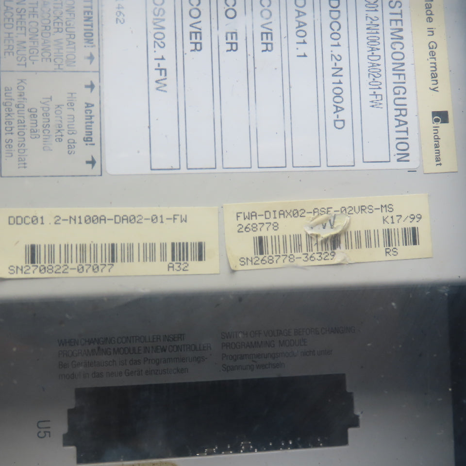 Indramat DDC01.2-N100A-DA02-01-FW Digital AC Controller