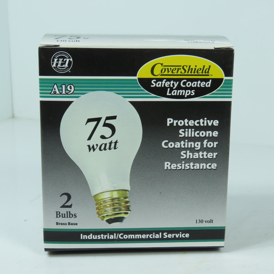 Halco 6142 A19RS75/CS 75W 130V A19 Safety Coated Bulbs Shatter Resistant 2/Pack