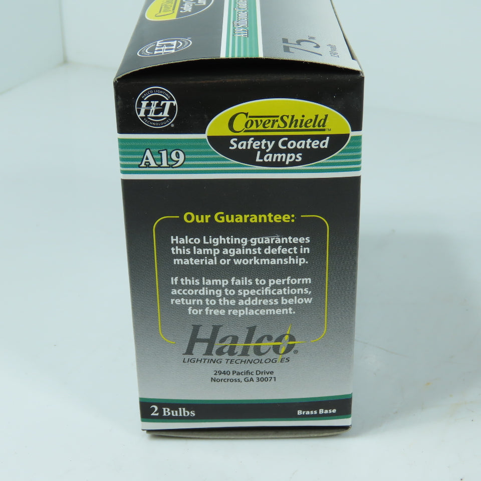 Halco 6142 A19RS75/CS 75W 130V A19 Safety Coated Bulbs Shatter Resistant 2/Pack