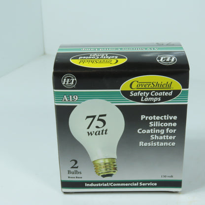 Halco 6142 A19RS75/CS 75W 130V A19 Safety Coated Bulbs Shatter Resistant 2/Pack