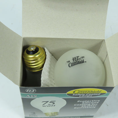 Halco 6142 A19RS75/CS 75W 130V A19 Safety Coated Bulbs Shatter Resistant 2/Pack
