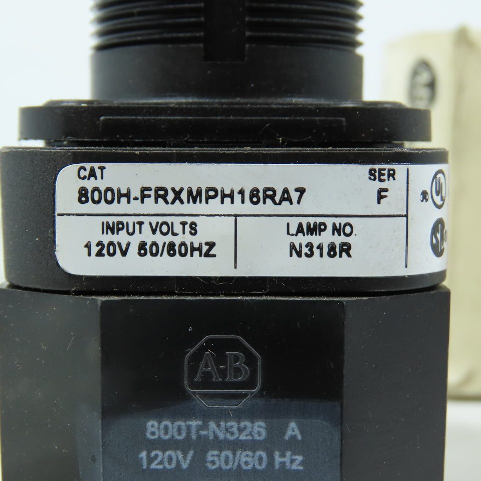 Allen-Bradley 800H-FRXMPH16RA7 30mm Pilot Light Push-to-Test Red Lens 120V NEMA