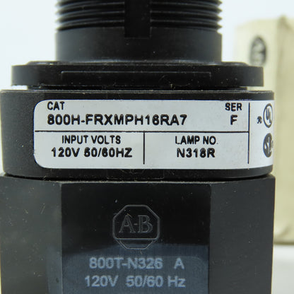 Allen-Bradley 800H-FRXMPH16RA7 30mm Pilot Light Push-to-Test Red Lens 120V NEMA