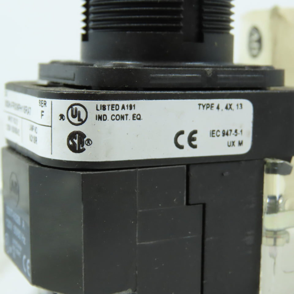 Allen-Bradley 800H-FRXMPH16RA7 30mm Pilot Light Push-to-Test Red Lens 120V NEMA