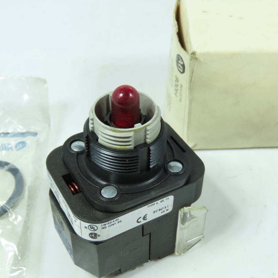 Allen-Bradley 800H-FRXMPH16RA7 30mm Pilot Light Push-to-Test Red Lens 120V NEMA