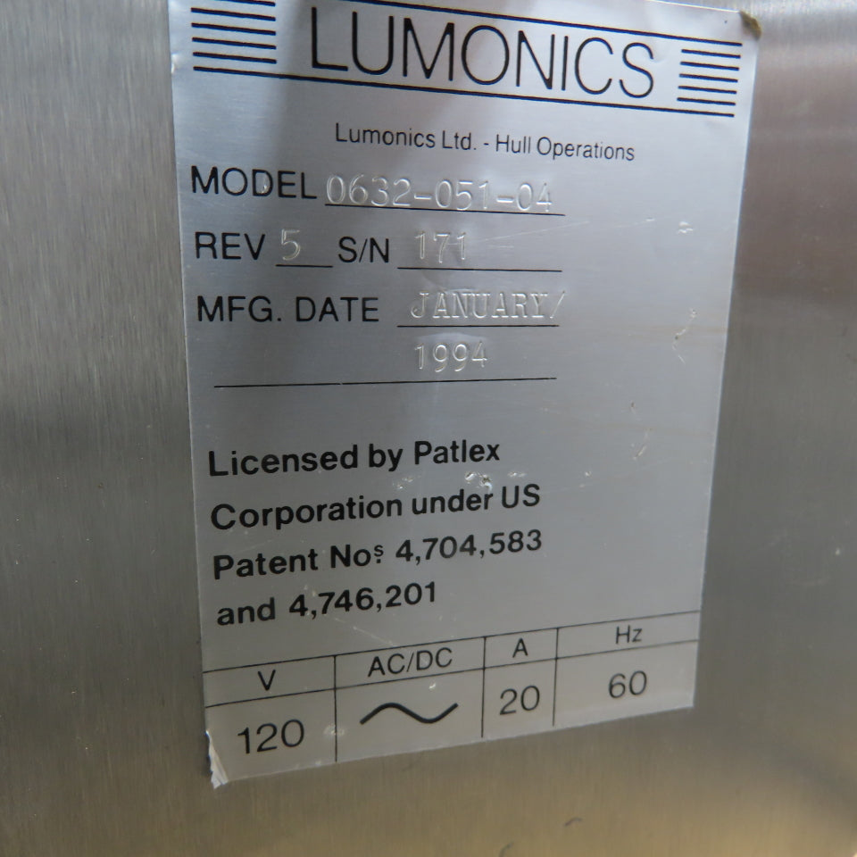 Lumonics 0632-051-04 Xymark Rev 5 Laser Marking Coding System 120V 1Ph 20A 60Hz