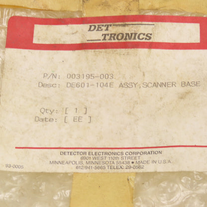 Detector Electronics Corp. DE601-104E Flame Sensor Scanner Base