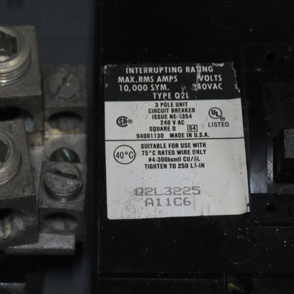 Square D Q2L Circuit Breaker Enclosure 240VAC 3-Pole 26-1/4" x 9-1/2"