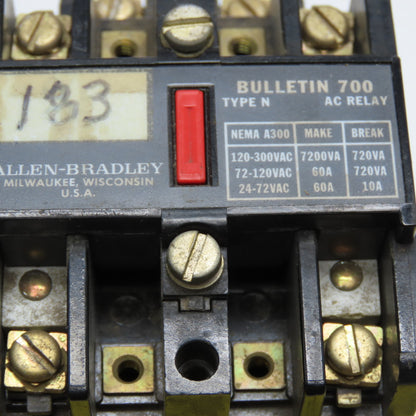 Allen Bradley 700-N200A1 AC Relay 300V Max 110/120V 50/60Hz Coil Lot Of 2