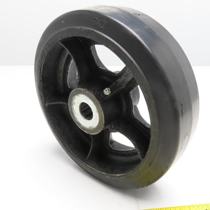 10" x 3" Rubber Over Cast Iron Spoked Caster Wheel 1" Roller Bearing Bore