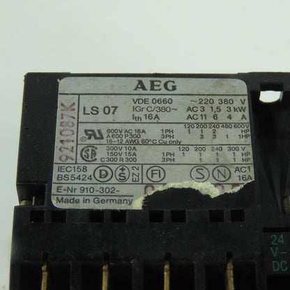 AEG LS 07 Contactor Control Relay 600VAC 16A 24VDC Coil