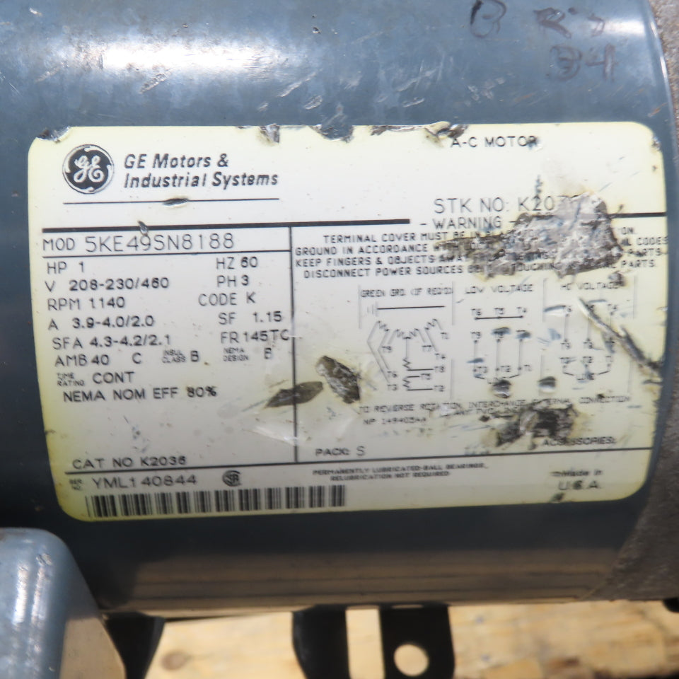 1HP Gear Motor 1RPM Output 230/460V 3Ph 90VDC Clutch