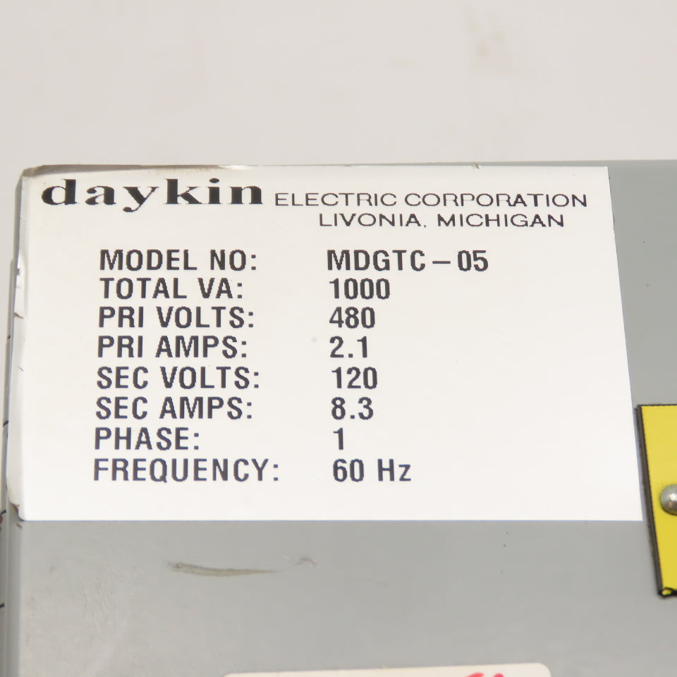 Daykin MDGTC-05 1000VA 480V Primary 120V Secondary Transformer Disconnect Switch