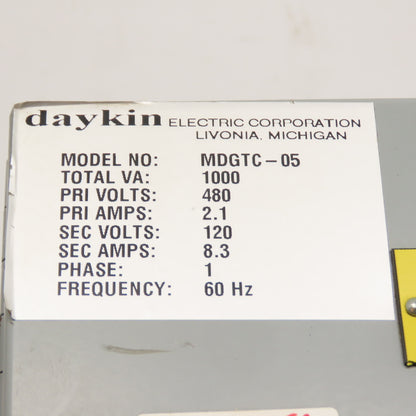 Daykin MDGTC-05 1000VA 480V Primary 120V Secondary Transformer Disconnect Switch