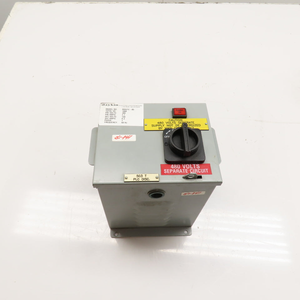Daykin MDGTC-05 1000VA 480V Primary 120V Secondary Transformer Disconnect Switch