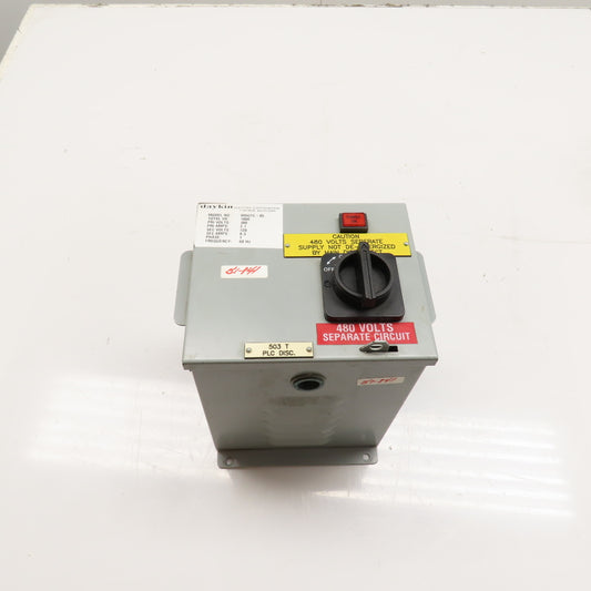 Daykin MDGTC-05 1000VA 480V Primary 120V Secondary Transformer Disconnect Switch