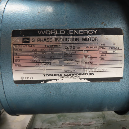 Toshiba IK-FCKLK8 0.75kW 1HP 3-Phase Rotary Vane Vacuum Pump 200V