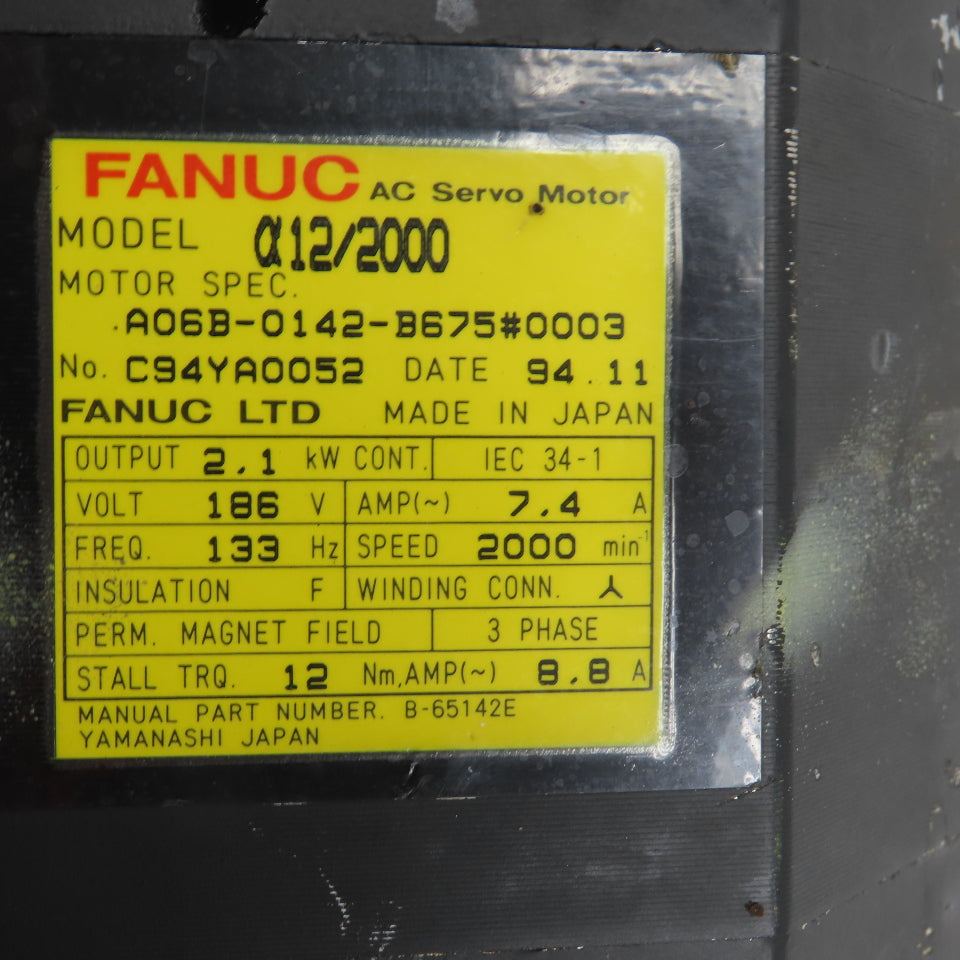 Fanuc A06B-0142-B675 AC Servo Motor 2.1kW For Parts/Repair