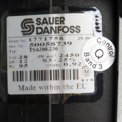 Sauer Danfoss 50058739 TSA200-230 12kW 28V 3PH Traction Motor W/Casappa Pump