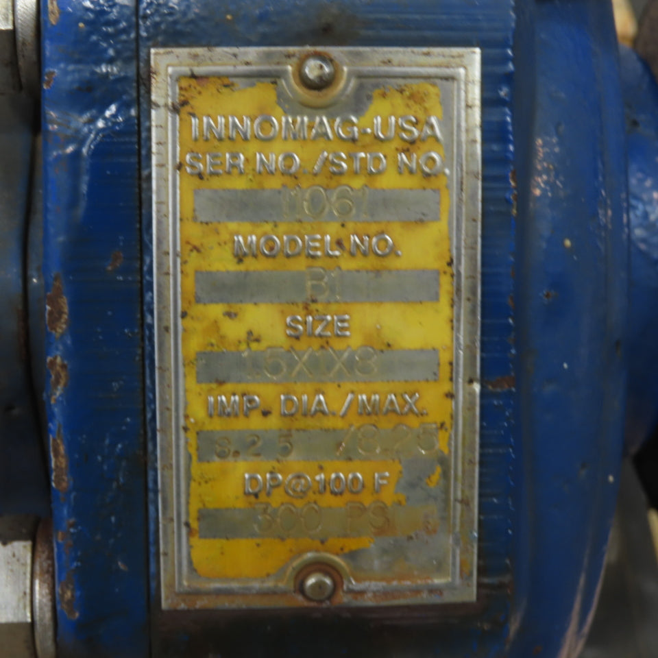 Innomag B1 20HP Centrifugal Pump 8.25" Impeller 230/460V 3Ph 1-1/2" In 1" Out