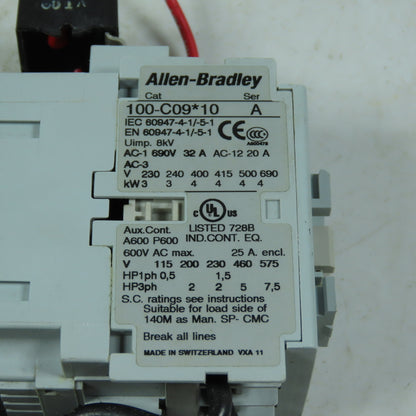 Allen Bradley 100-C09*10 Motor Starter 120V W/ Protector 140-MN-0250 1.6-2.5A