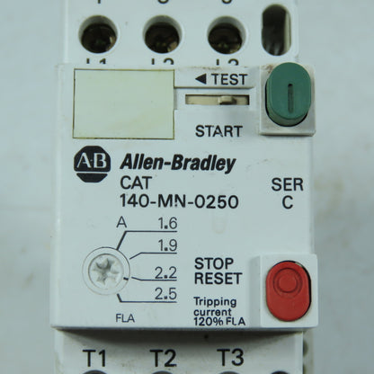 Allen Bradley 100-C09*10 Motor Starter 120V W/ Protector 140-MN-0250 1.6-2.5A