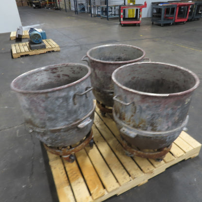 20" ID Wide x 22" Deep Stainless Steel Industrial Mixing Bowl W/Dolley Lot Of 3