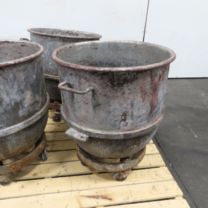 20" ID Wide x 22" Deep Stainless Steel Industrial Mixing Bowl W/Dolley Lot Of 3