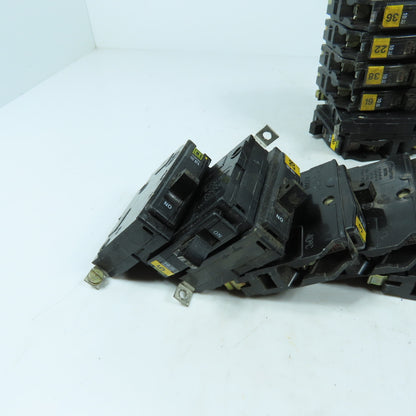 Square D Type QOB 20A Single Pole Circuit Breakers 120/240VAC Lot Of 24