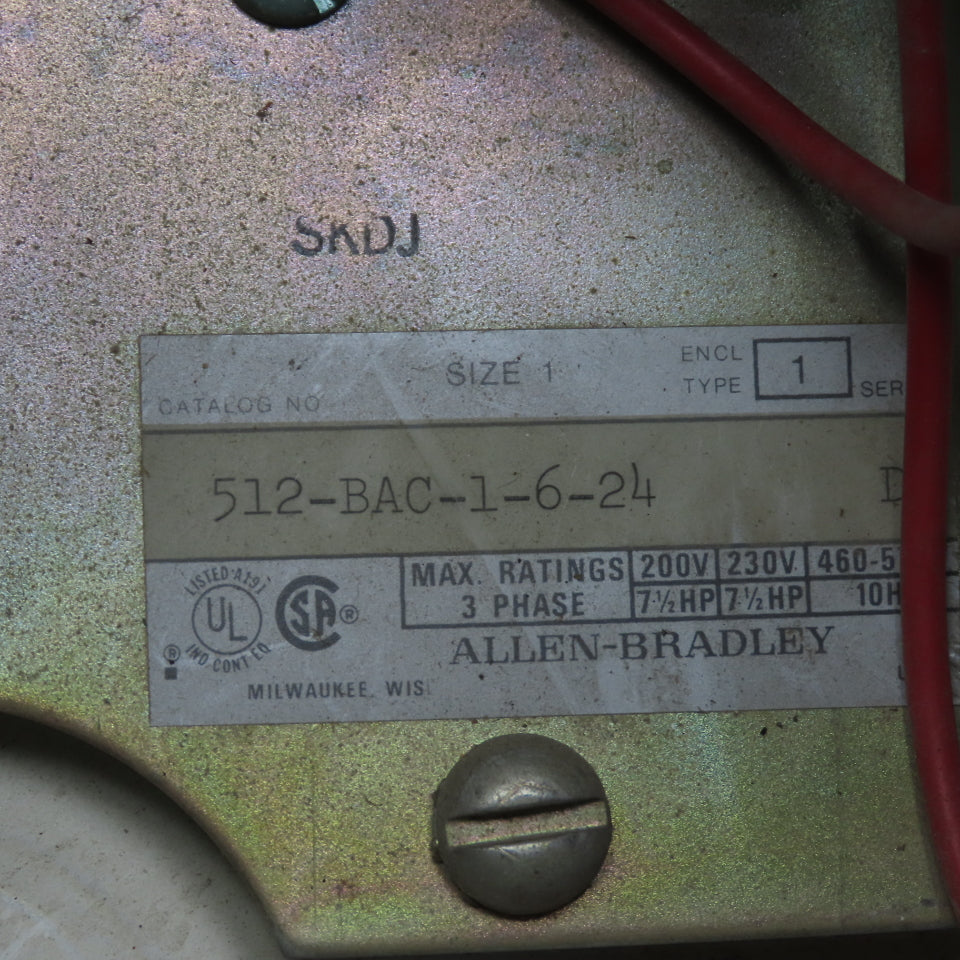 Allen Bradley 512-BAC-1-6-24 Fusible Combination Motor Controller Size 1 10HP