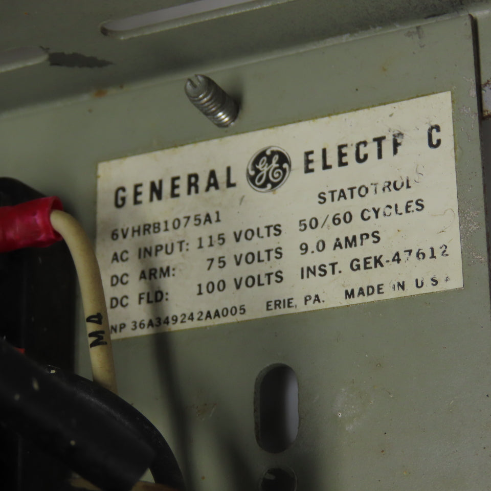 General Electric 6VHRB1075A1 Statotrol Adjustable Speed Drive AC In 115VAC