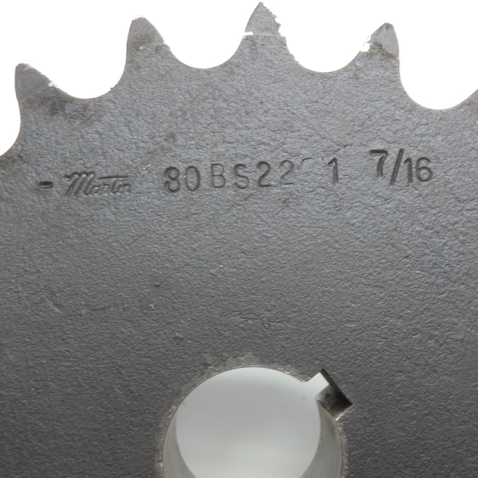 Martin 80BS22 No. 80 Single Strand Roller Chain Drive Sprocket 22T 1-7/16" Bore
