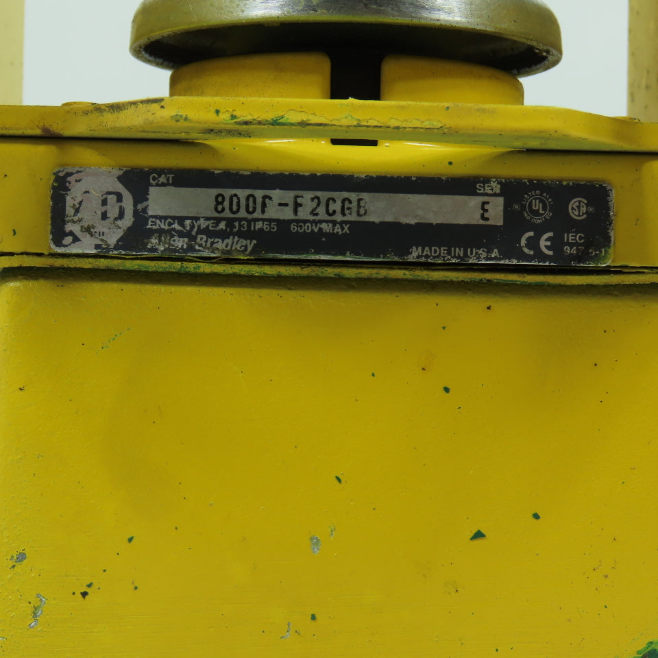 Allen Bradley 800P-F2CGB Palm Operated Push Button Station 2NO/2NC Yellow Guard