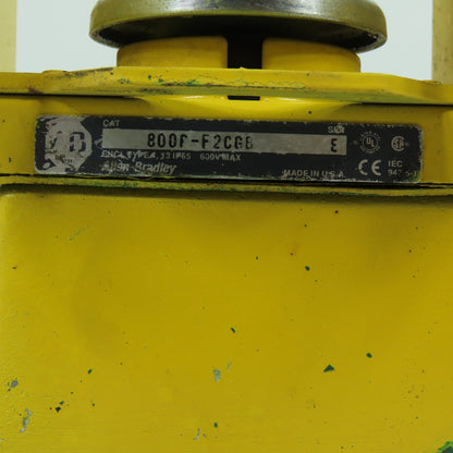 Allen Bradley 800P-F2CGB Palm Operated Push Button Station 2NO/2NC Yellow Guard