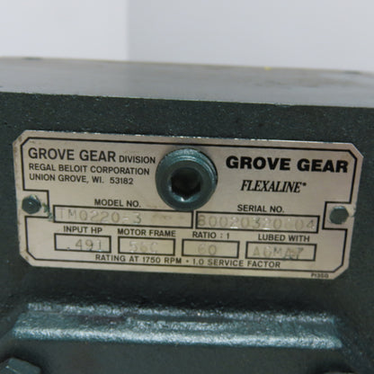 Grove Gear TMQ220-3 60:1 Ratio Gear Reducer 29RPM Out .491HP 56C NEW