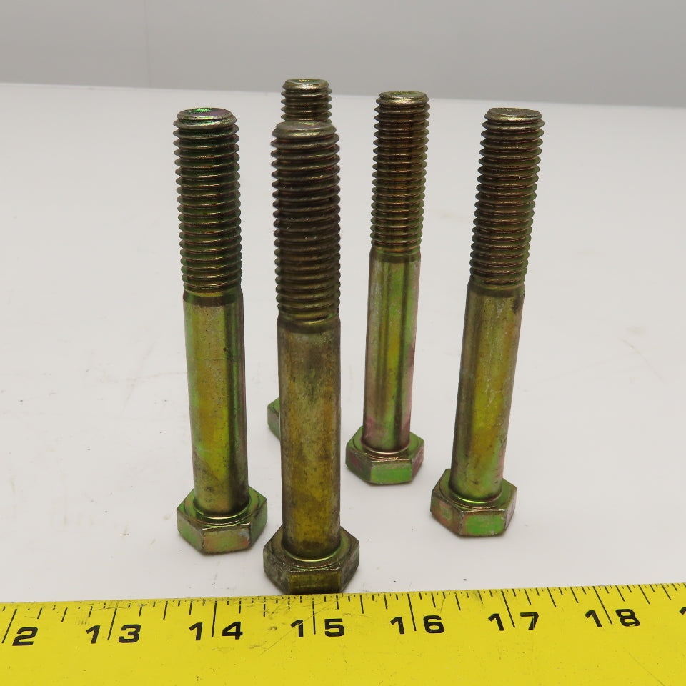 Brighton Best 5/8"-11 x 4-1/2" Hex Cap Grade 8 Yellow Zinc Bolts Lot Of 25