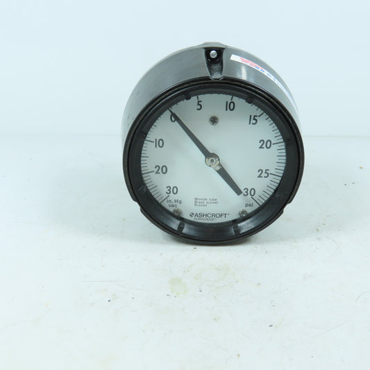 Ashcroft Q8639 DuraGauge 4" Pressure Gauge 0-30 In Hg. Vac 0-30 PSI