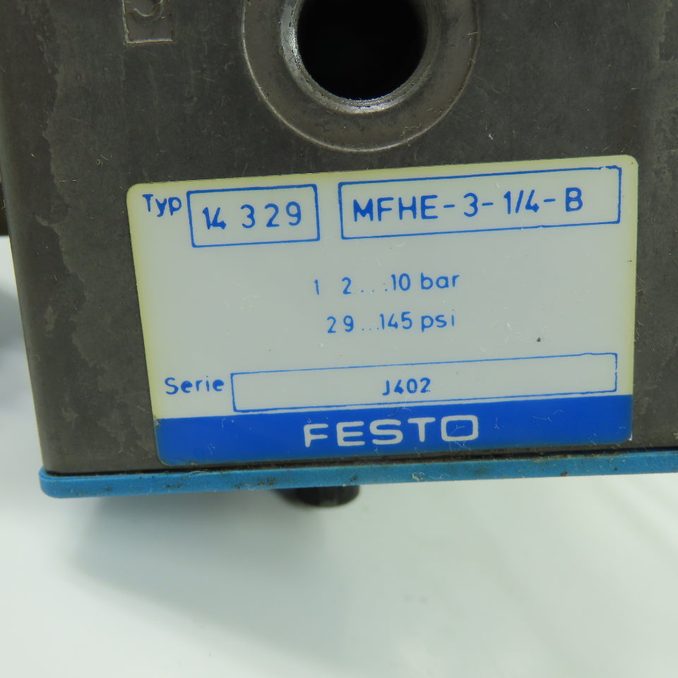 Festo MFHE-3-1/4-B Pneumatic Solenoid Valve 1/4" NPT 145PSI 10Bar 24V