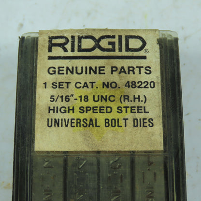 Ridgid 48220 High Speed Steel Universal Bolt Dies 5/16-18 UNC RH Set of 4