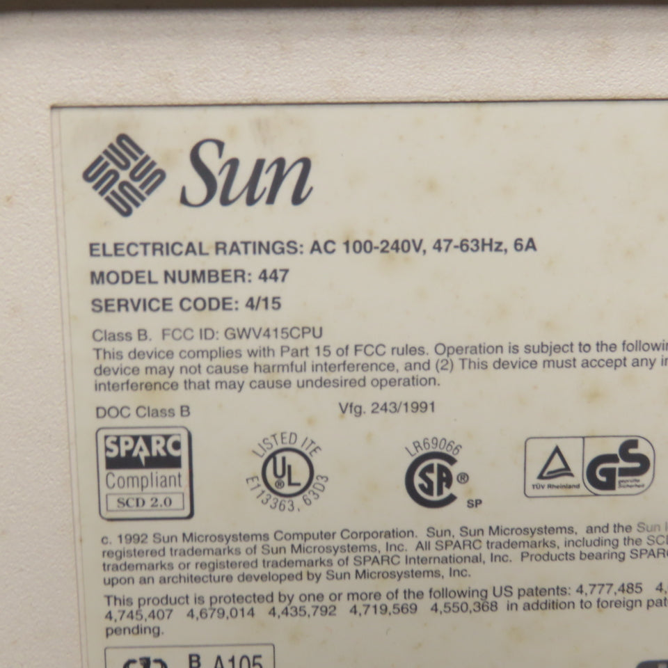 Sun 447 Foxboro I/A Series Ver 4.1 WP51 100-240V Workstation Processor