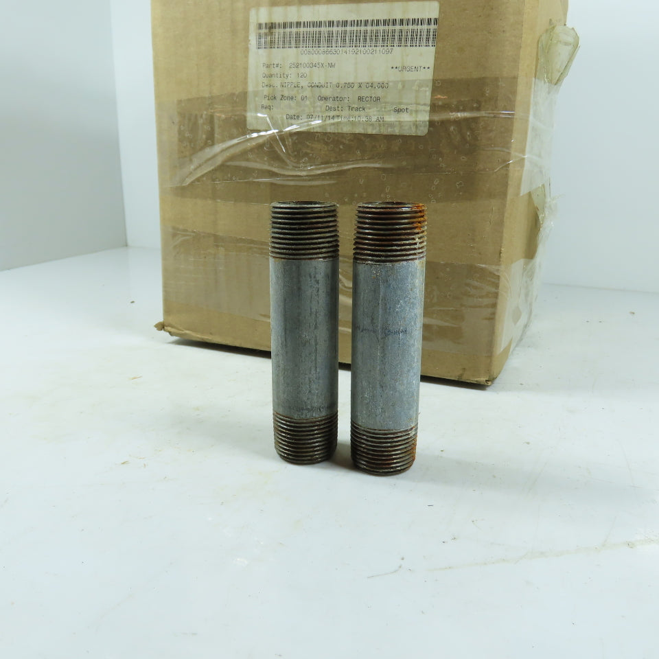 3/4" x 4" Galvanized Rigid Conduit Nipple Lot of 100
