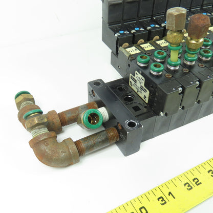 Parker Schrader Bellows (12) B313BB549C Solenoid Valve Bank 150PSI 24V