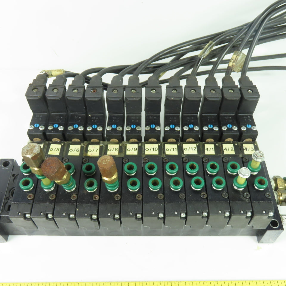 Parker Schrader Bellows (12) B313BB549C Solenoid Valve Bank 150PSI 24V